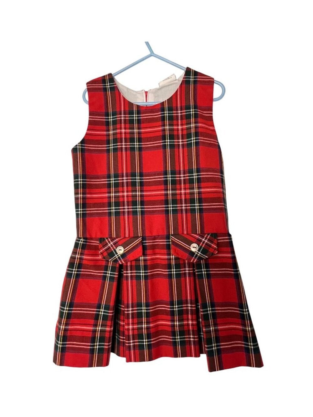 Vicki Marsha Girls 5 Red Tartan Plaid Holiday Christmas Dress Pleated Used